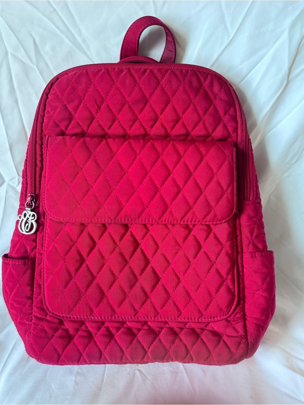 Vera Bradley Solid Red Quilted Backpack Purse Bag Cottagecore Grandmacore EUC